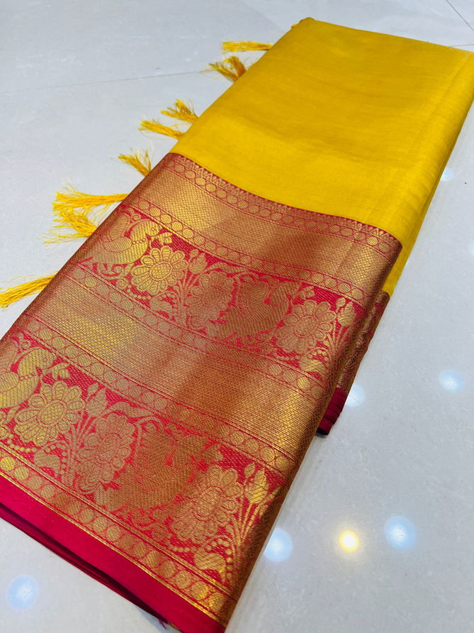 Plain tissue Smooth Weaving Silk Sarees Catalog